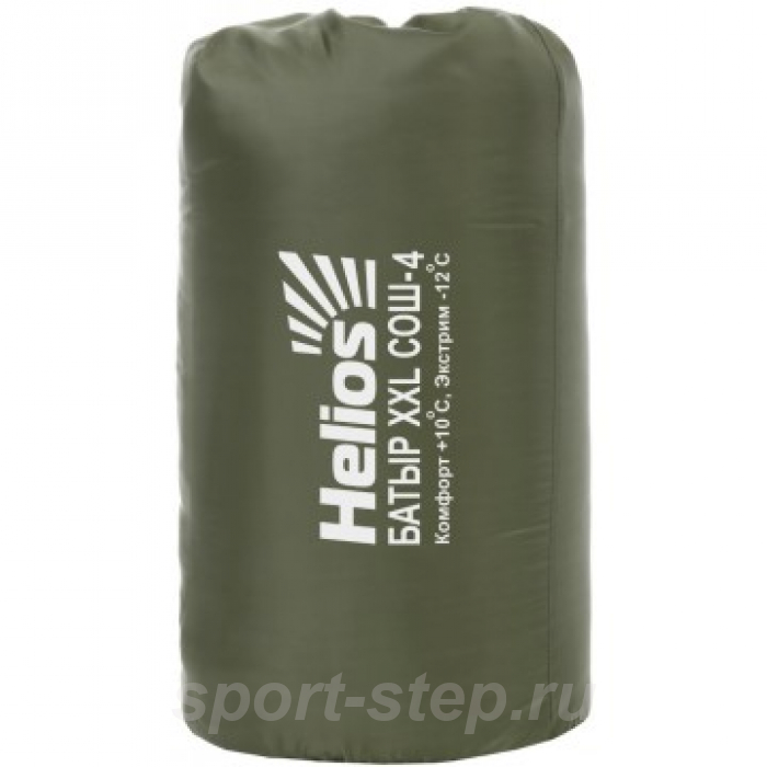 Спальный мешок БАТЫР XXL СОШ-4 (220*90) зелёный (холлофайбер) Helios