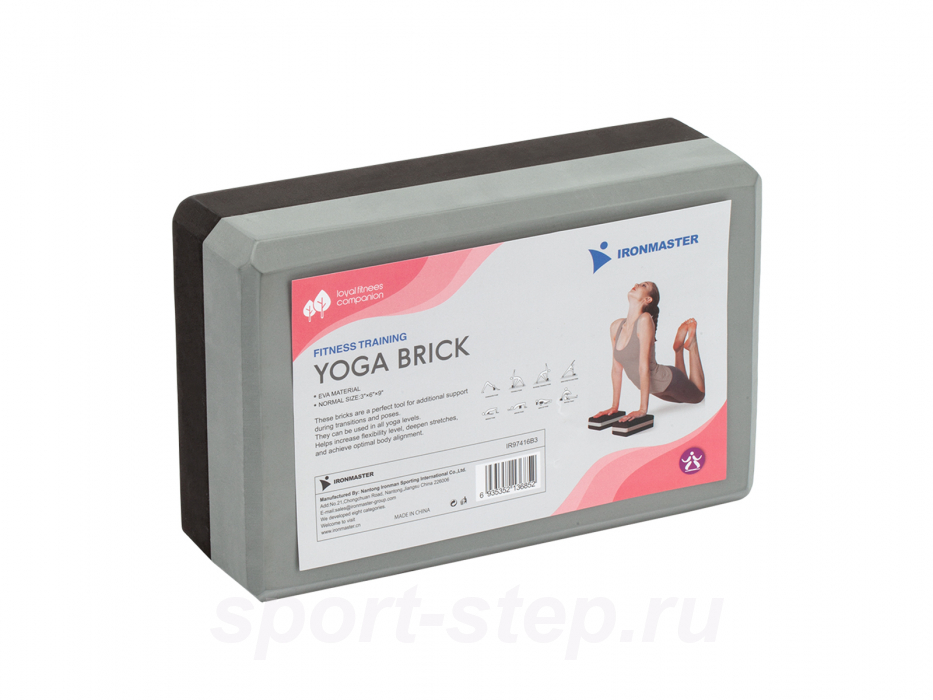 Блок для йоги серый-черный Ironmaster IR97416B3
