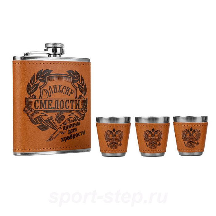 Набор Книга Записки охотника (фляжка 210мл + 3 стопки) (HS-2023-TZ-2) Helios