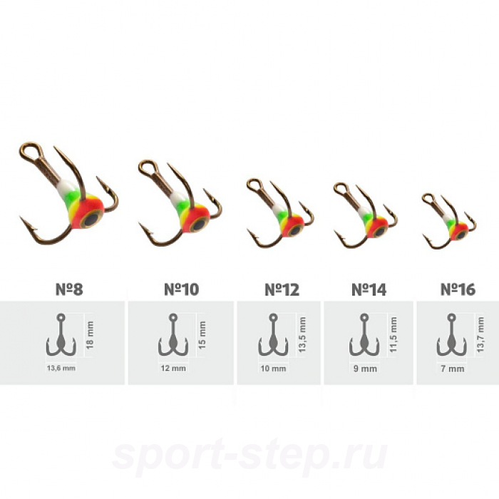 Тройник MUSTAD №10 3D глазок с эпоксидом 102P с фосфором (TRMS-10-E-102P) Helios