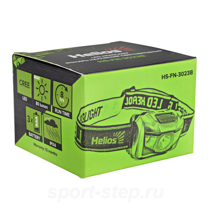Фонарь налобный 80 LM, IPX4, 3xAAA (HS-FN-3023B) Helios