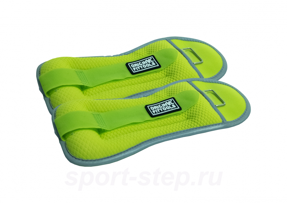 Комплект утяжелителей весом 1 кг (пара) ярко-зеленые Original FitTools FT-AW01-AG