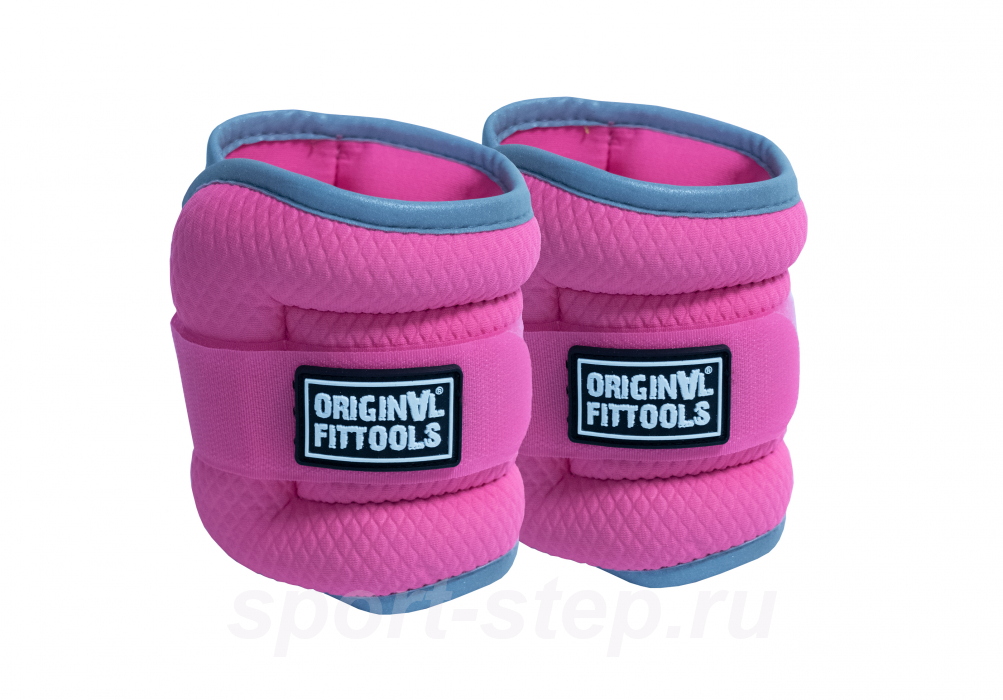 Комплект утяжелителей весом 2 кг (пара) розовые Original FitTools FT-AW02-FP