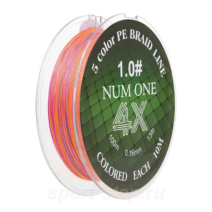 Шнур NUM ONE PE4X-100M 1.0#/0,165 mm Multi Colour Ryobi
