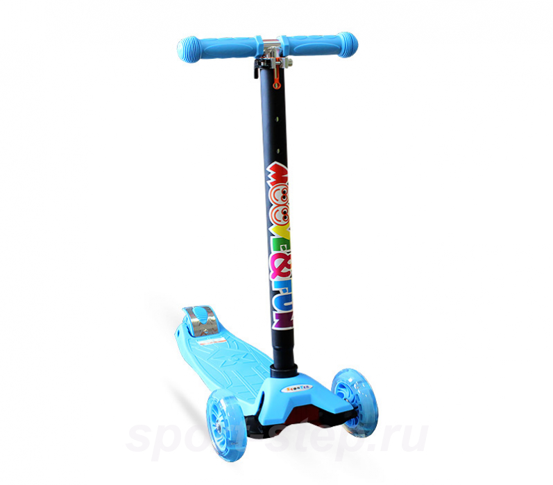 Самокат четырехколесный MAXI PU, синий Moove&Fun