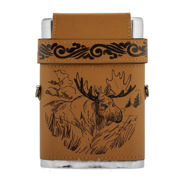 Фляжка Лось (фляжка 240мл + 3 стопки + ремешок) (PBP-8) Guotai