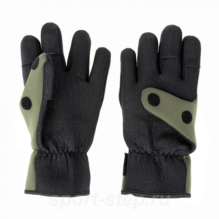 Перчатки рыбацкие FISHER неопрен. на липучке, цв.хаки р.M (HS-HY-D13-M) Helios