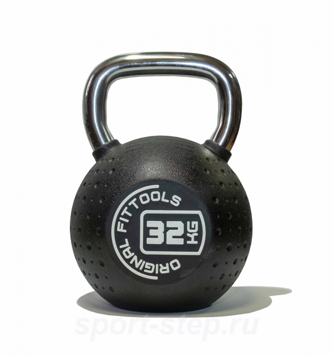 Гиря 32 кг с хромированной ручкой полиуретановая (CPU) OFT FT-KB-CPU-32