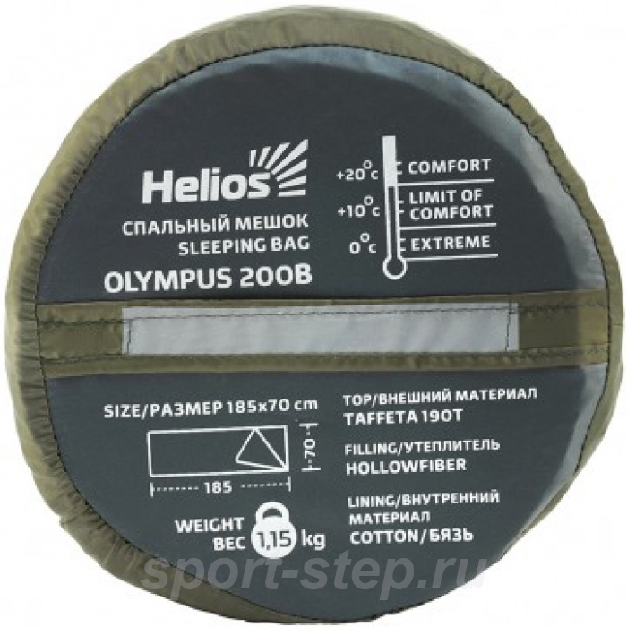 Спальный мешок-одеяло OLYMPUS 200B (185х70, холлоф., зеленый/город) (T-HS-SB-O-200B-NC) Helios