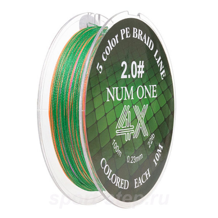 Шнур NUM ONE PE4X-100M 2.0#/0,235 mm Multi Colour Ryobi