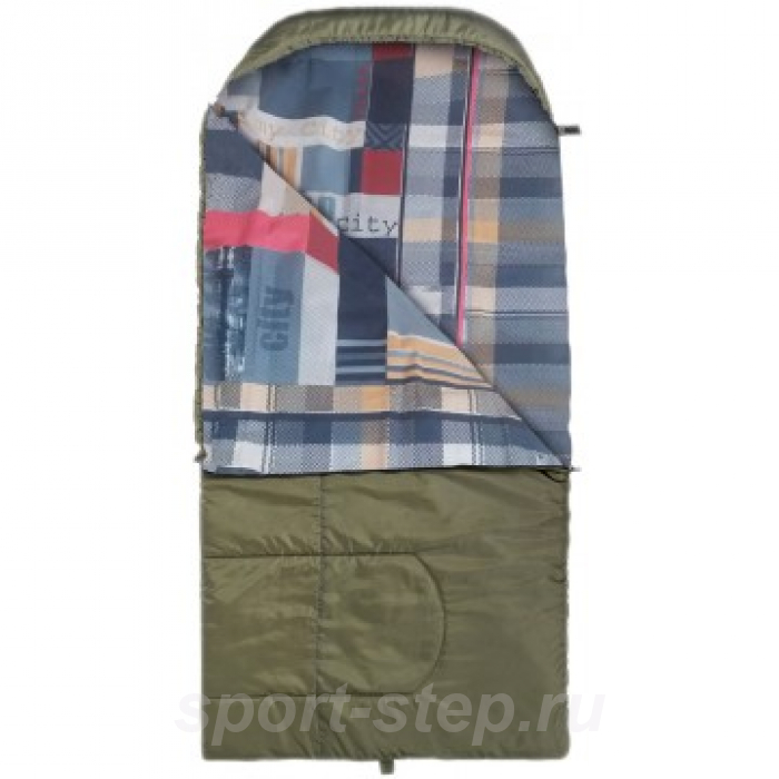 Спальный мешок OLYMPUS Wide Plus 400 (220х106, холлоф., зеленый/город) (T-HS-SB-OWP-400-NC) Helios