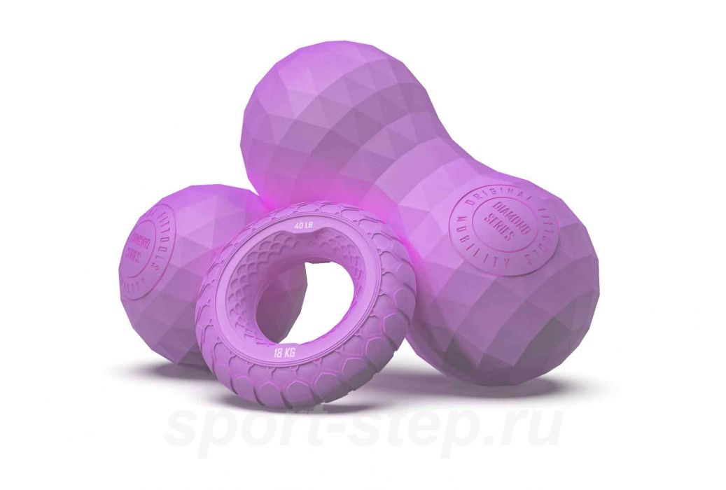 Набор из двух массажных мячей с кистевым эспандером пурпурный Original FitTools FT-SM3ST-PP