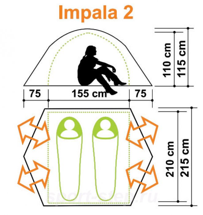 Палатка Canadian Camper IMPALA 2, цвет forest