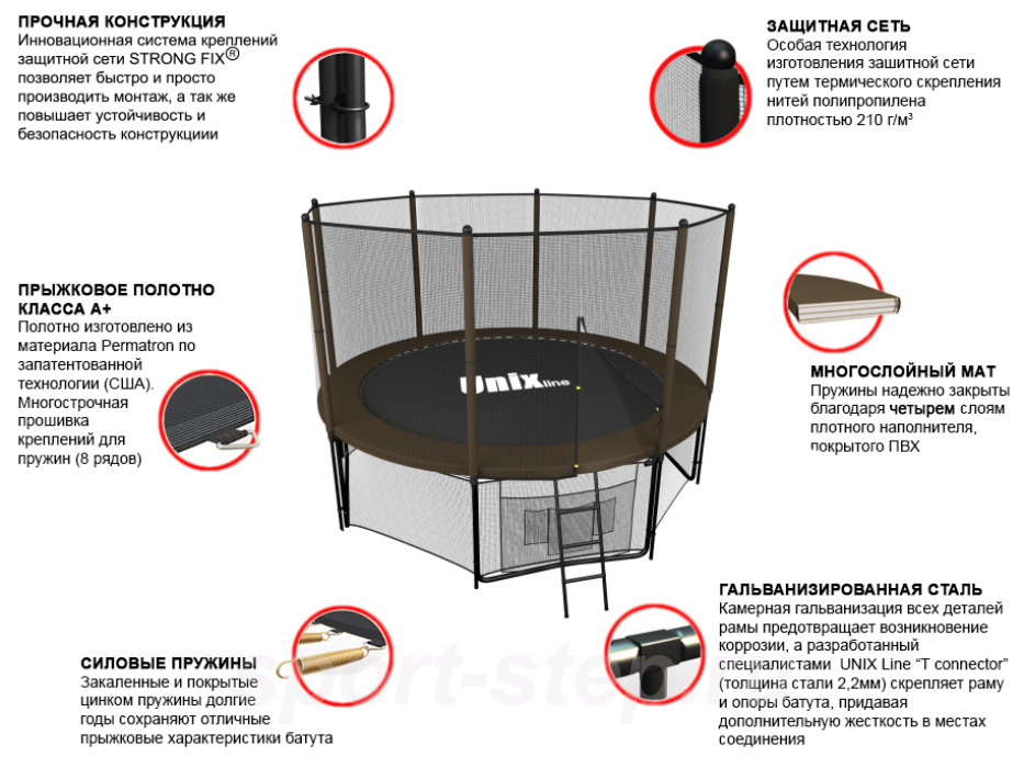 Батут UNIX line Black&Brown 12 ft (outside)