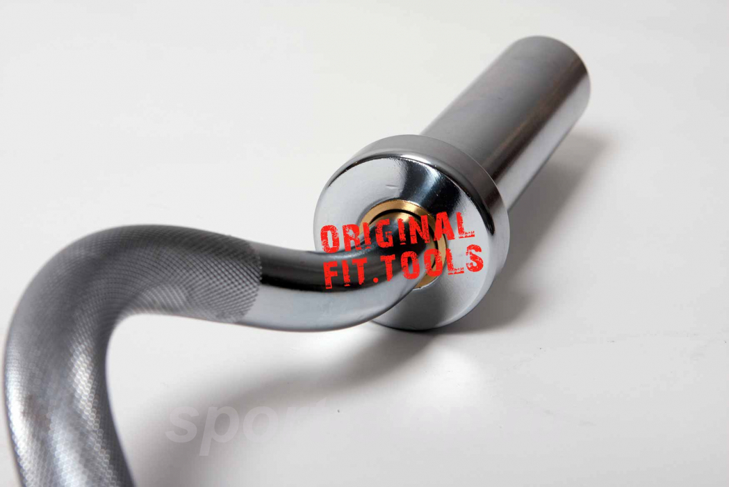 Гриф олимпийский хромированный сильноизогнутый 47" с замками Fit.Tools FT-OB-47-W-CR-SC