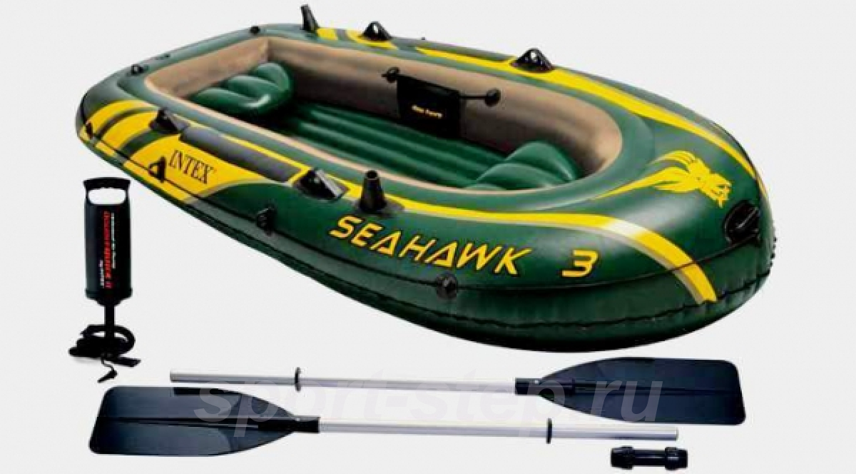 Лодка надувная Seahawk 3 Set 295х137х43см, с алюминиевыми веслами и насосом Intex 68380