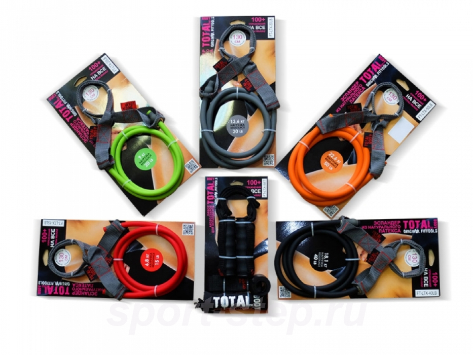 Набор эспандеров 5 сопротивлений в комплекте с аксессуарами Fitness Tools FT-LTX-COMPLEX