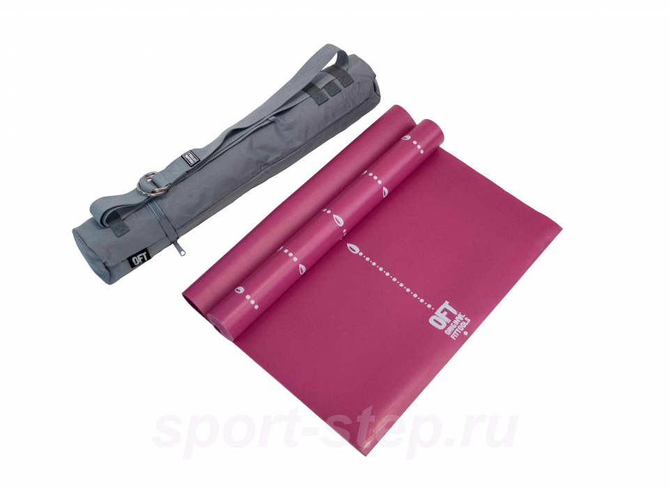 Коврик для йоги 2.5 мм пурпурный в сумке с ремешком Original FitTools FT-TYM025-PP