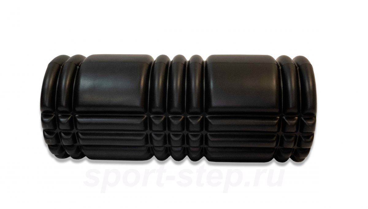 Цилиндр массажный черный + ремешок для йоги