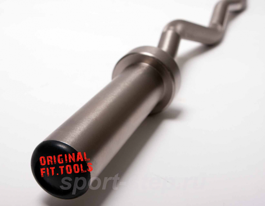 Гриф олимпийский химтравленый слабоизогнутый 47", с упорным подшипником, резиновыми ограничителями и замками Fit.Tools