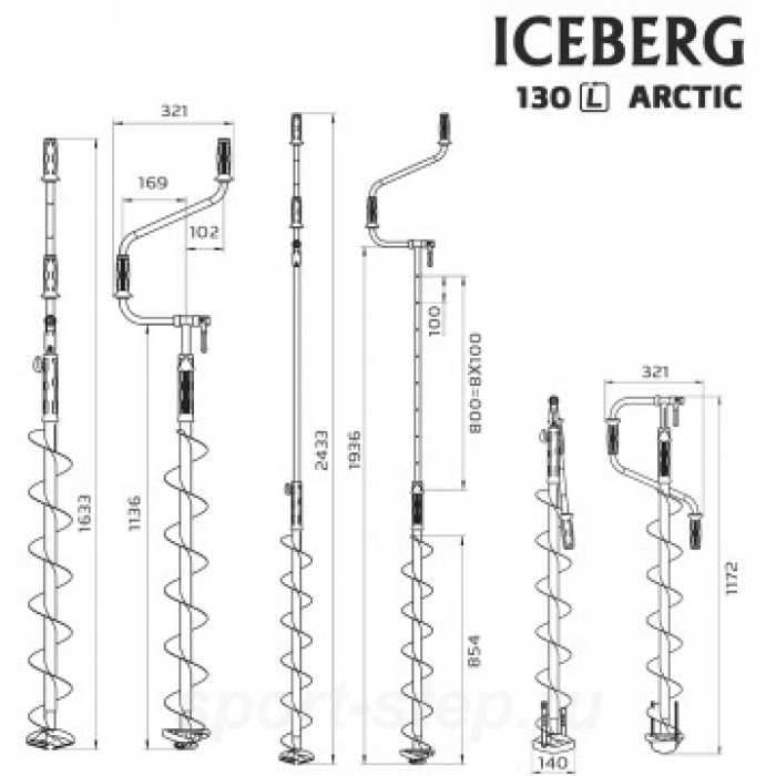 Ледобур ICEBERG-ARCTIC 130L-1900 v3.0 левое вращение (LA-130LA) Тонар