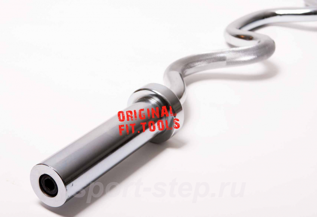 Гриф олимпийский хромированный сильноизогнутый 47" с замками Fit.Tools FT-OB-47-W-CR-SC