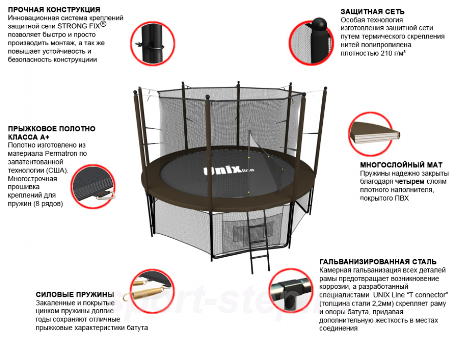 Батут UNIX line Black&Brown 12 ft (inside)