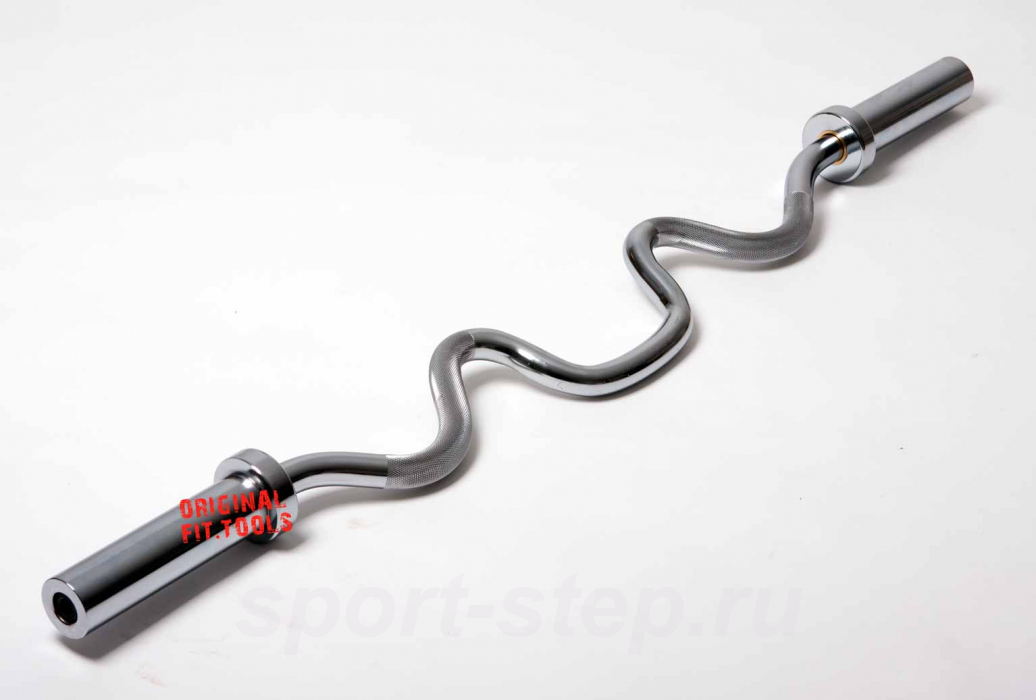 Гриф олимпийский хромированный сильноизогнутый 47" с замками Fit.Tools FT-OB-47-W-CR-SC