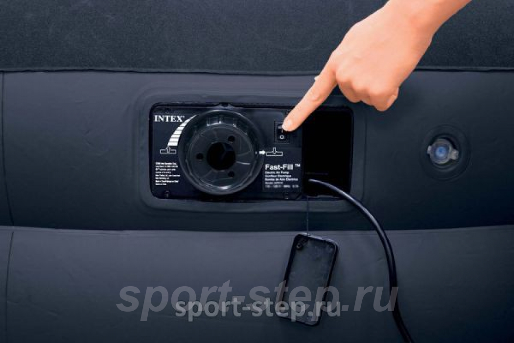 Односпальная надувная кровать Intex 66706 Pillow Rest с встроенным электрическим насосом