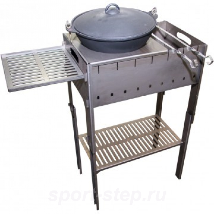Мангал разборный со столиком и подставкой под казан Тонар (2мм, сумка)