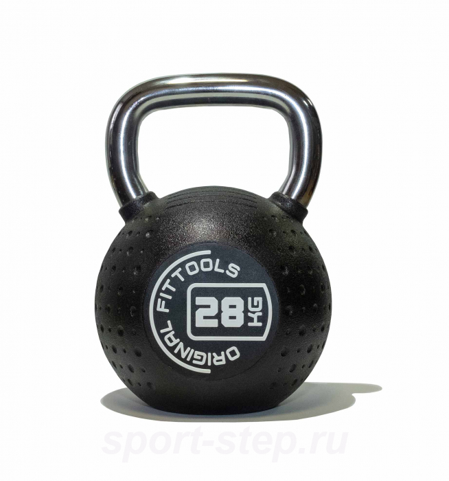 Гиря 28 кг с хромированной ручкой полиуретановая (CPU) OFT FT-KB-CPU-28