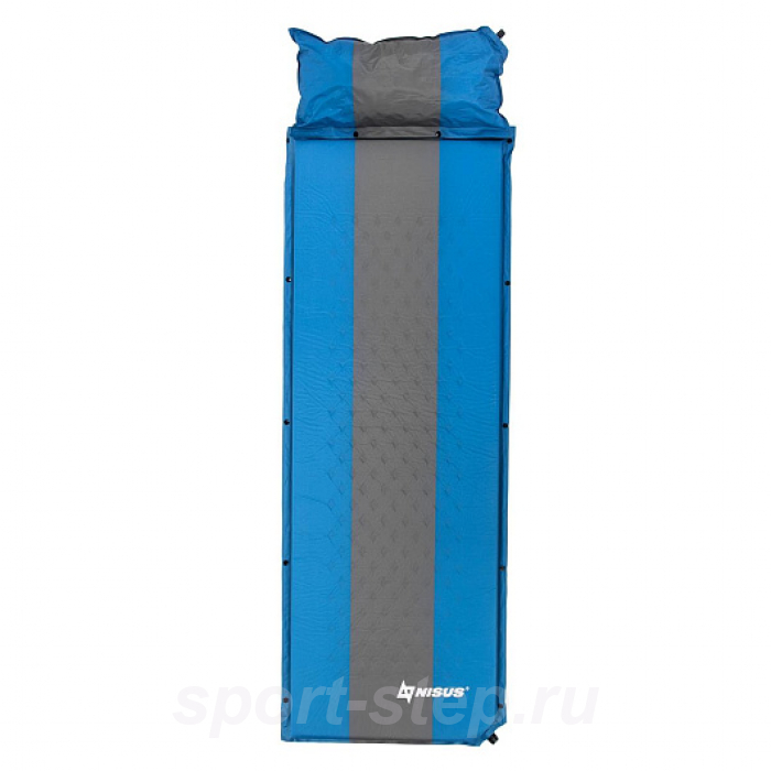 Коврик самонадув. с подушкой 30-170x65x4 голубой/серый (N-004P-BG) NISUS
