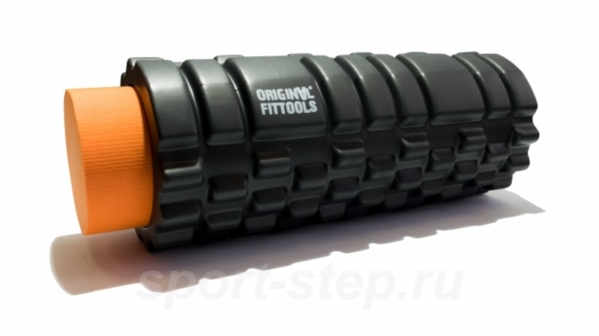 Цилиндр массажный 33 x 14 см черный двойной Original FitTools FT-DOUBLE-ROLL
