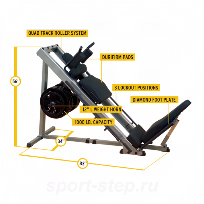 ГАКК-машина - жим ногами под углом 45 Body-Solid GLPH1100 на свободном весе