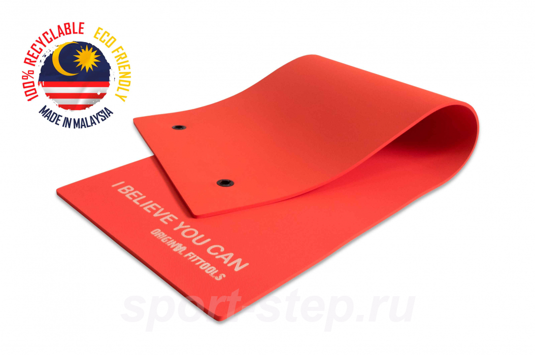 Мат для аэробики 10 мм красный с кольцами OFT FT-MPM10R (INDRA)
