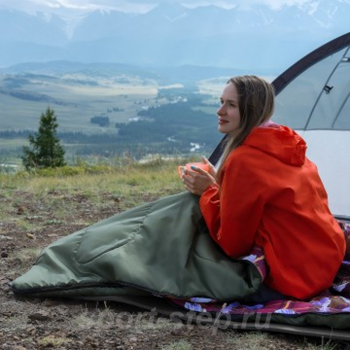 Спальный мешок БАТЫР XXL СОШ-4 (220*90) зелёный (холлофайбер) Helios