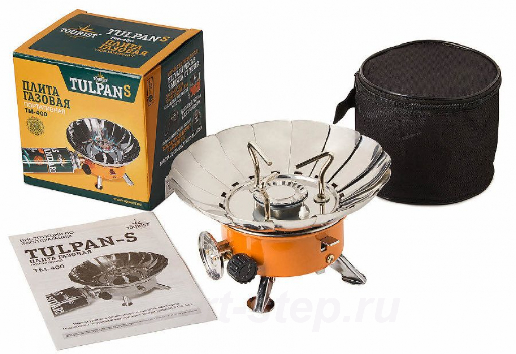 Плита газовая мини в сумке с ветрозащитой Tourist TULPAN-S TM-400
