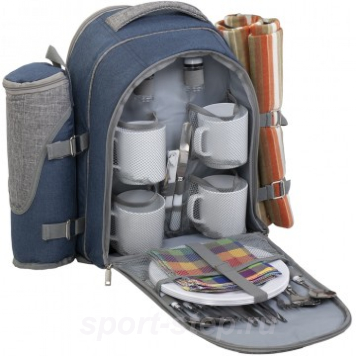 Набор для пикника на 4 персоны синий/серый HS-904 (4) Helios