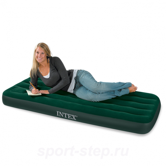 Полутораспальный надувной матрас Intex 66928 Downy Bed с встроенным ...