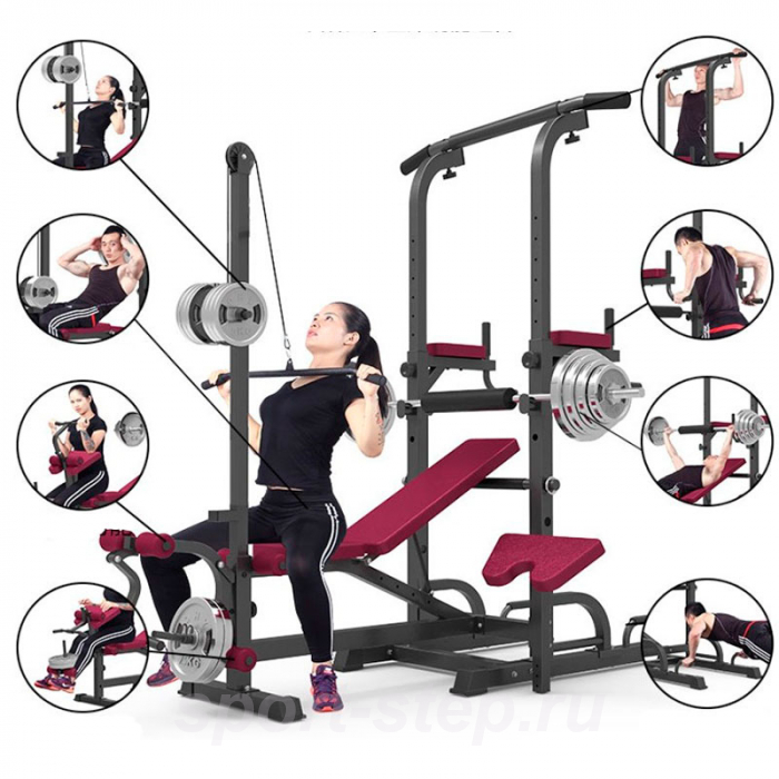 Турник-брусья со скамьей и опциями DFC Power Tower G010