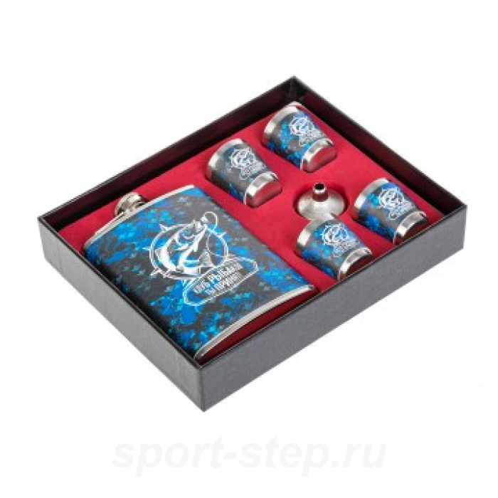 Набор Клуб рыбаков (фляжка 240 мл + 4 стопки + воронка) (HS-2021-A4) Helios