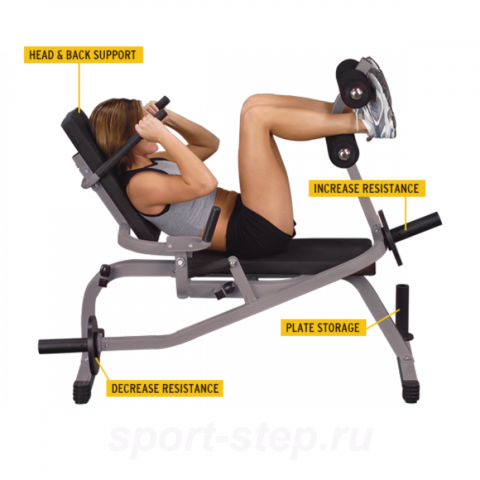 Скамья горизонтальная для тренировки мышц брюшного пресса Body-Solid GAB100 на свободных весах