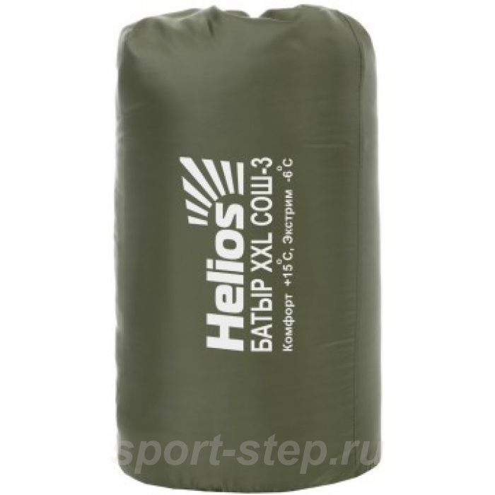 Спальный мешок БАТЫР XXL СОШ-3 (220*90) зелёный (холлофайбер) Helios
