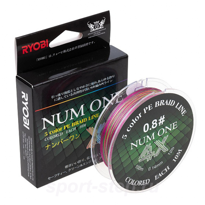 Шнур NUM ONE PE4X-100M 0.8#/0,148 mm Multi Colour Ryobi