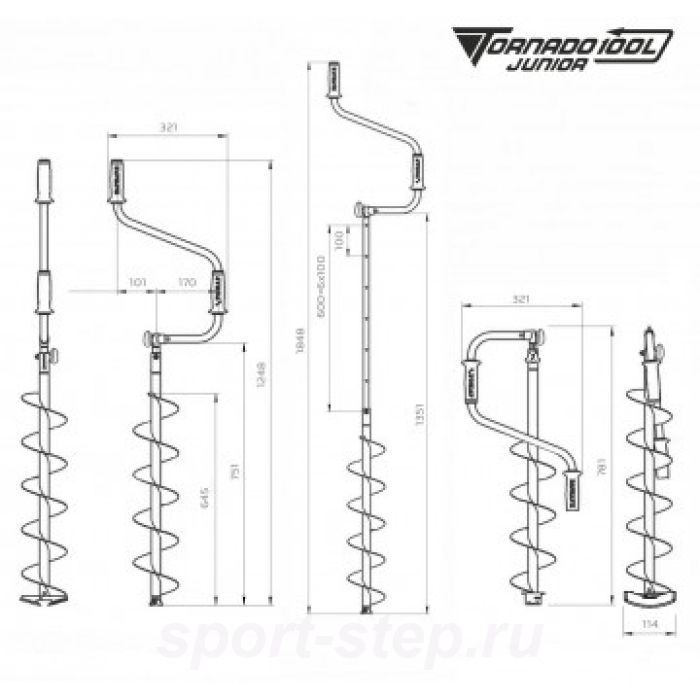 Ледобур ТОРНАДО-М2 Junior ф100 левое вращение, без чехла (LT-100L1.TJ-1) Тонар