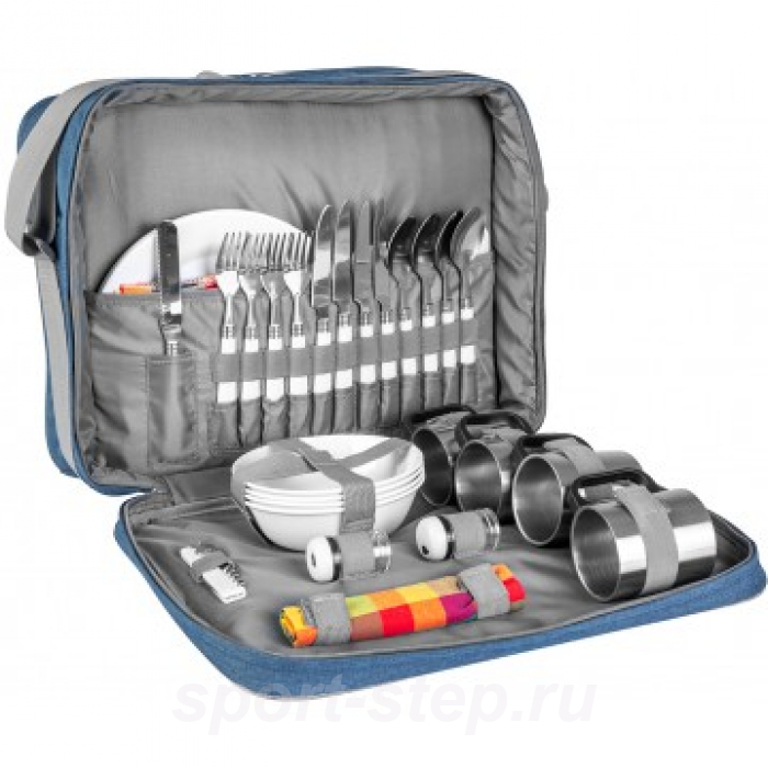Набор для пикника на 4 персоны LUXE синий/серый HS-425(4)BG Helios