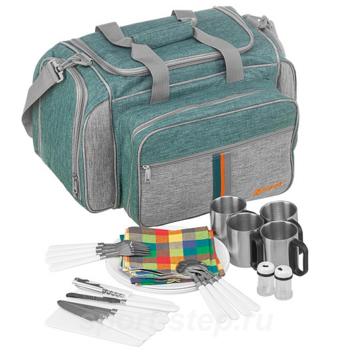Набор для пикника на 4 персоны зеленый/серый (N-605(4)-GG) Nisus